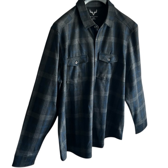 Age of Wisdom Plaid Flannel Stretch Knit Shirt With Two Chest Pockets XL - Picture 4 of 11